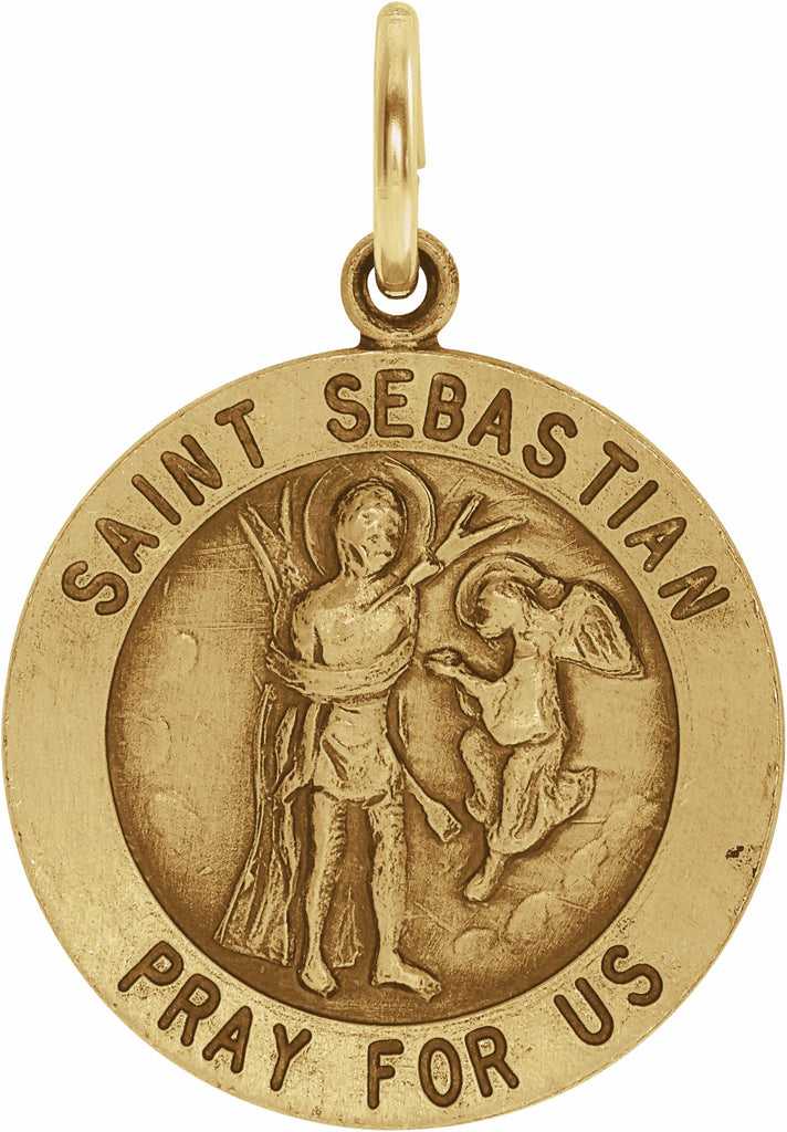 14k yellow 18 mm round st. sebastian medal