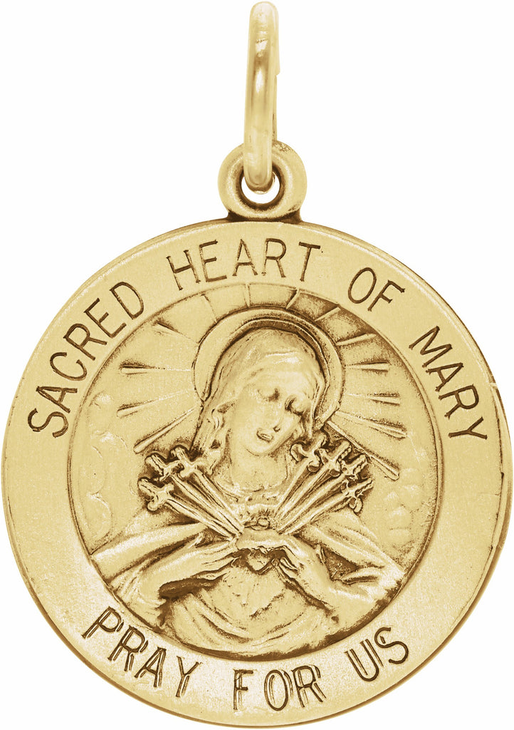 14k yellow 18 mm sacred heart of mary medal