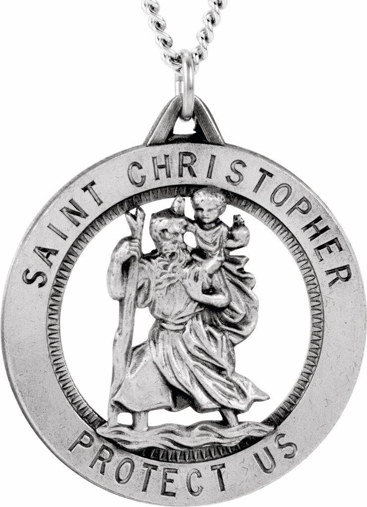 sterling silver 25.25 mm st. christopher medal necklace  