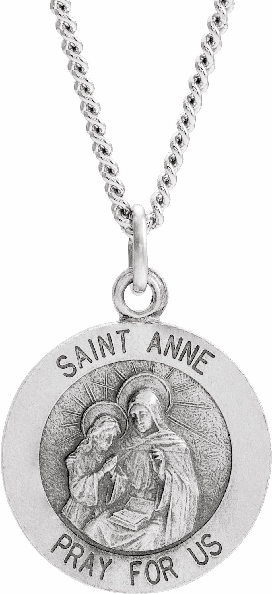 sterling silver 15 mm st. anne medal