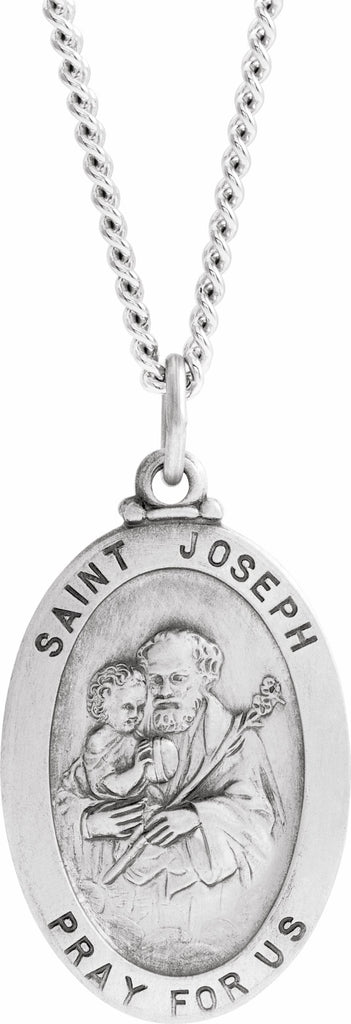 sterling silver 25x18 mm st. joseph oval necklace 