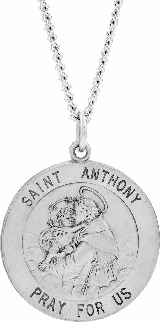 sterling silver 25 mm st. anthony medal necklace  