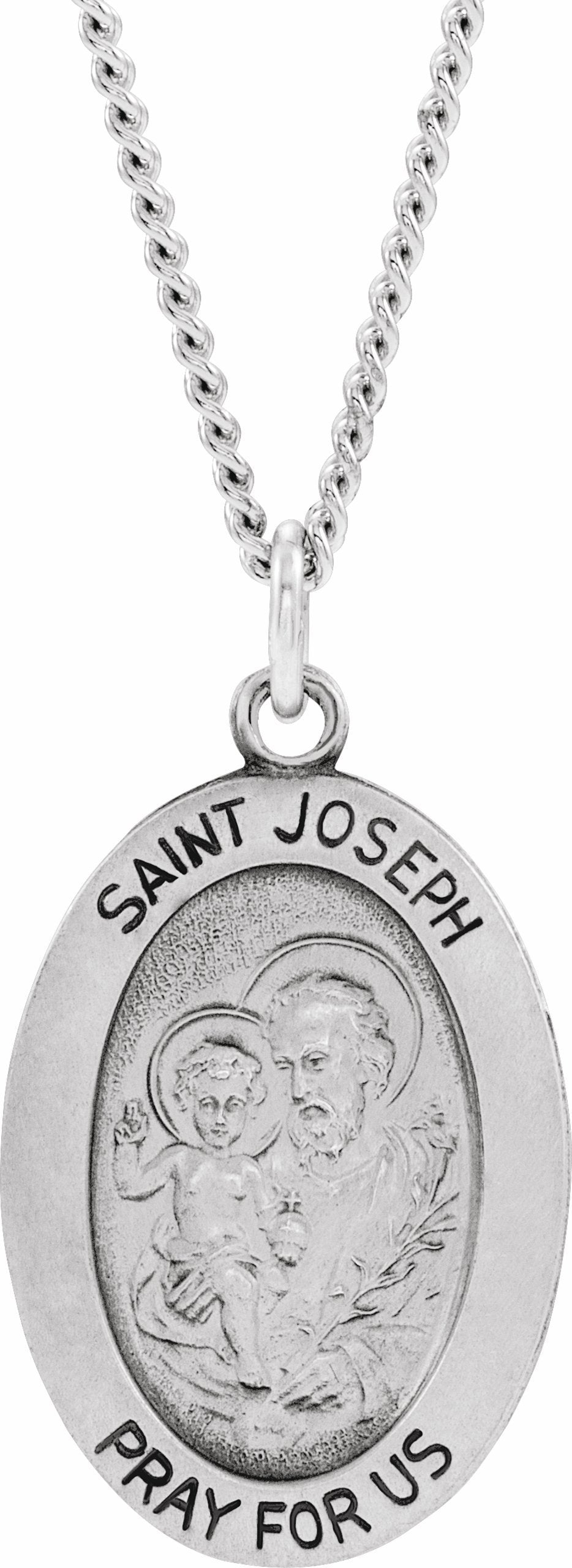 sterling silver 19x13.5 mm st. joseph oval necklace 