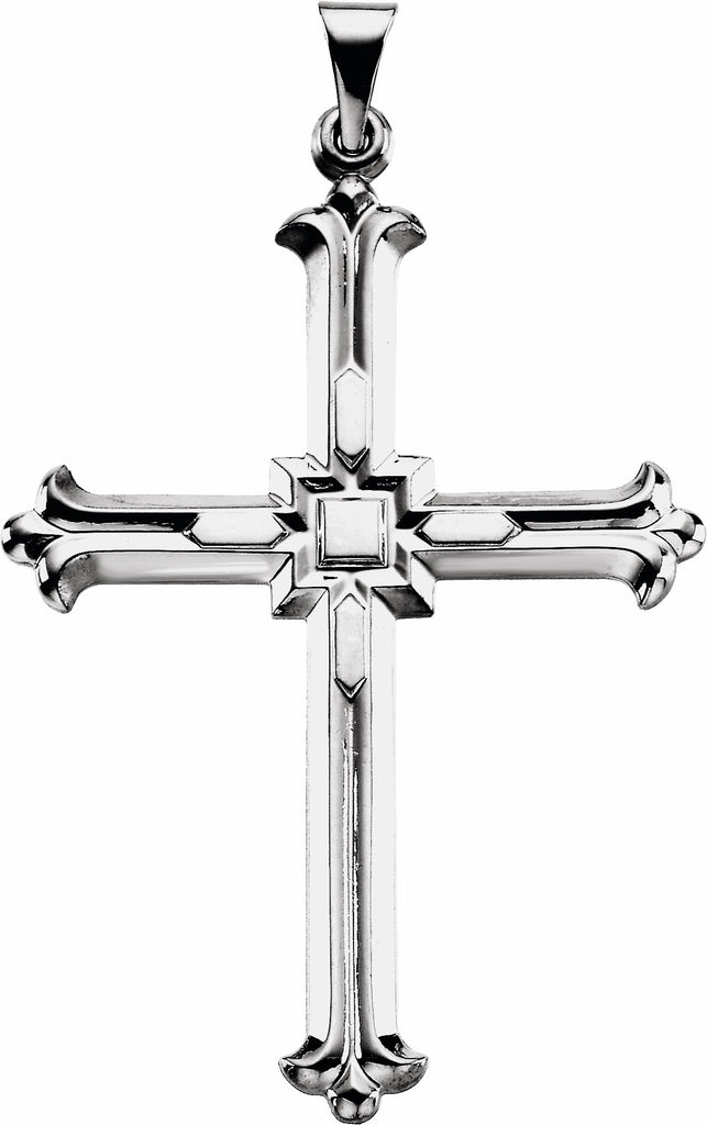 14k white 42.5x31.5 mm cross pendant