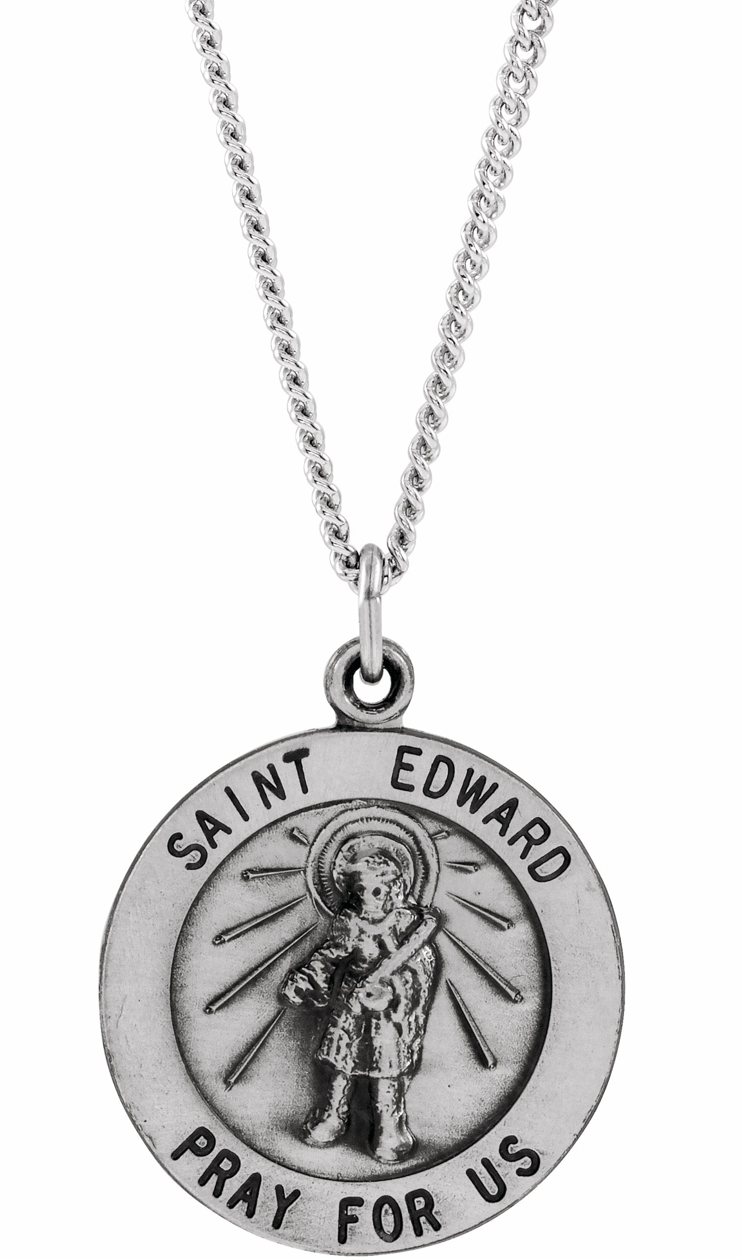 sterling silver 18 mm round st. edward medal