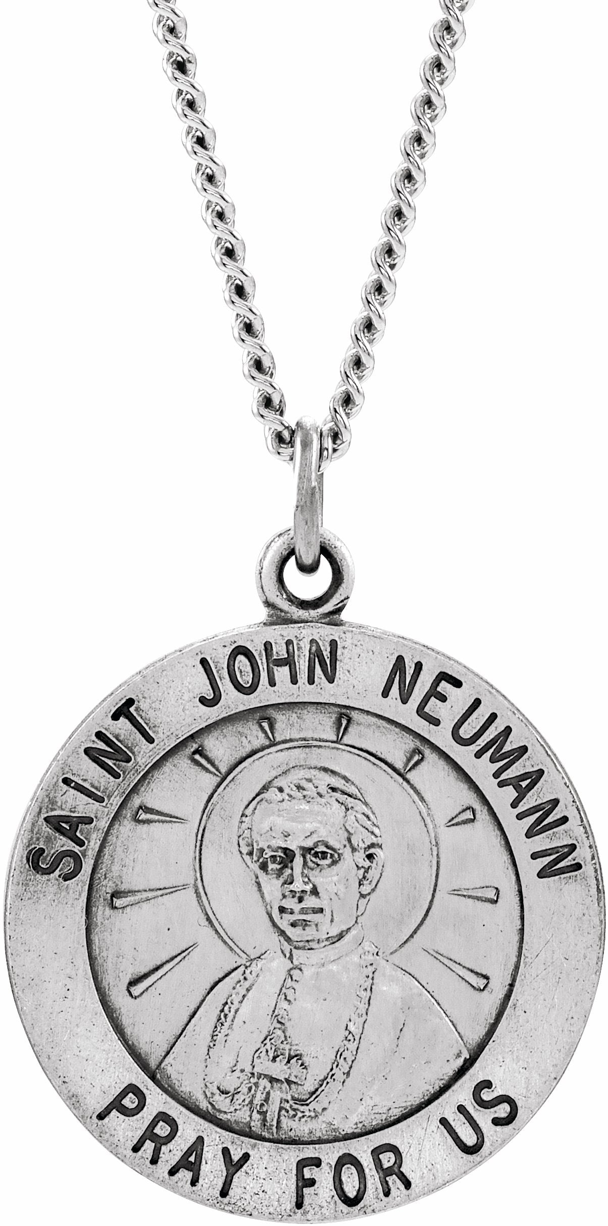 sterling silver 18 mm round st. john neumann necklace