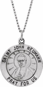 sterling silver 18 mm round st. john neumann necklace