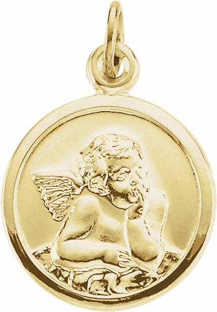 14k yellow 14.25 mm guardian angel medal