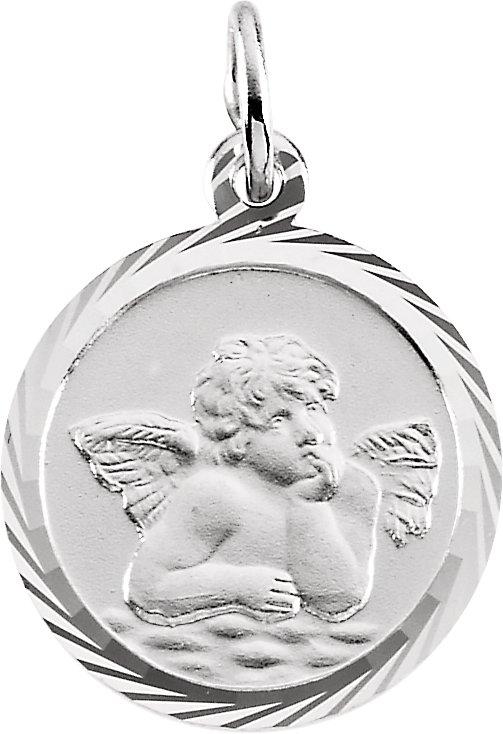 14k white 14 mm angel medal 