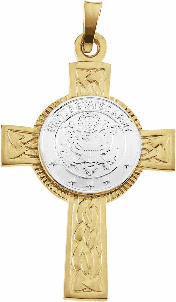 14k yellow & white u.s. army cross pendant