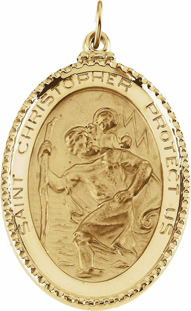 14k yellow 39x26 mm oval st. christopher medal