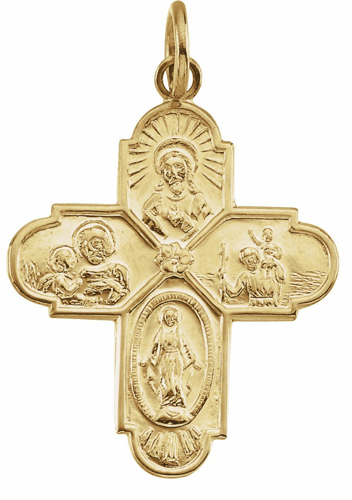 14k yellow 24.5x21.5 mm four-way cross medal 