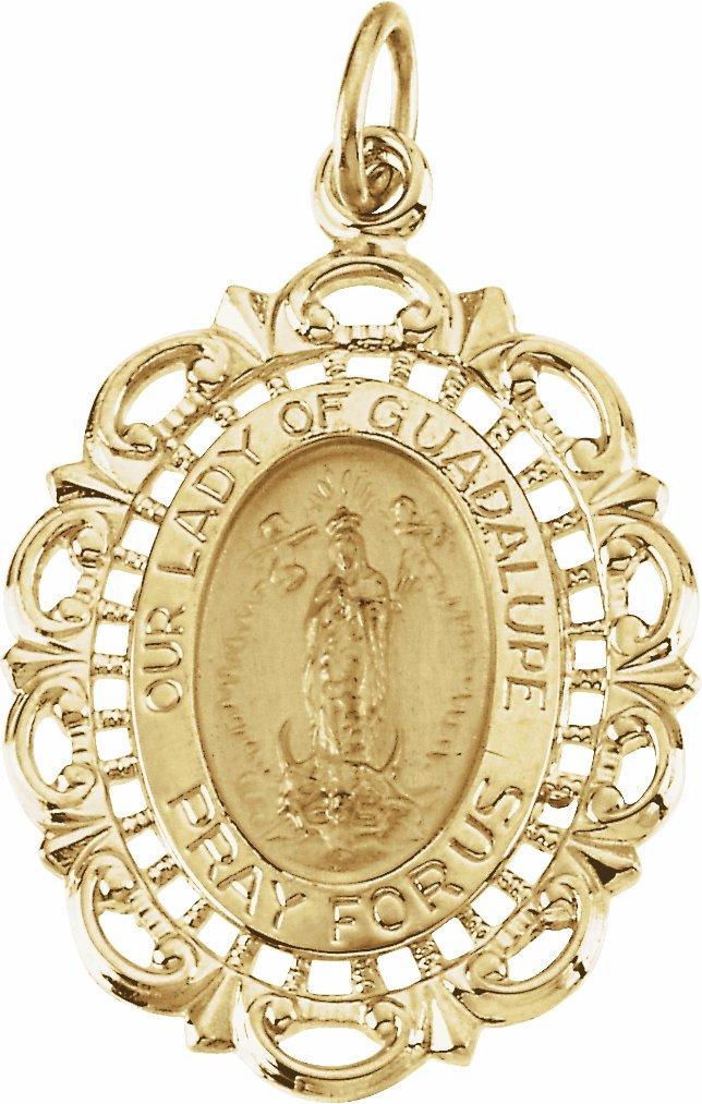 14k yellow 25x18 mm oval our lady of guadalupe medal