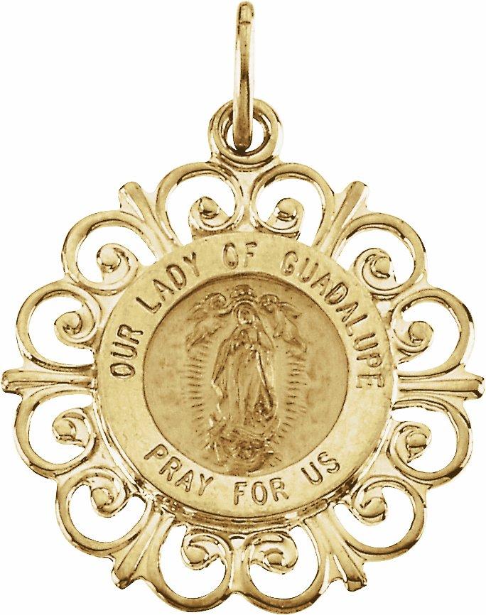 14k yellow 18 mm our lady of guadalupe medal