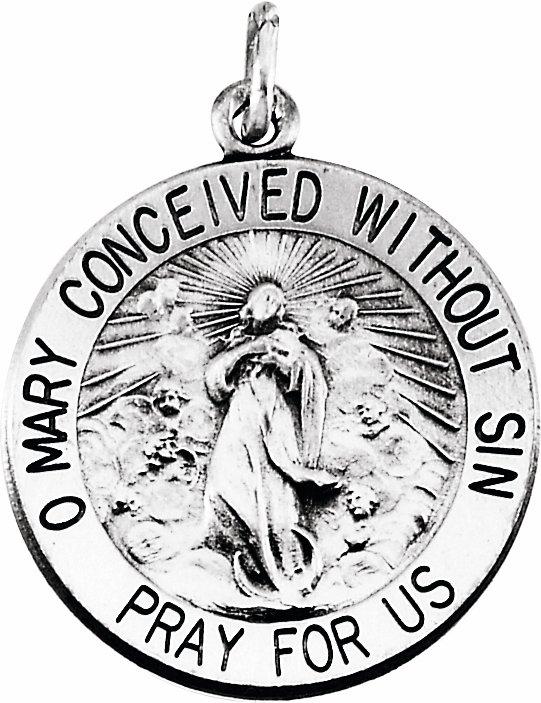 sterling silver 18 mm round immaculate conception medal  