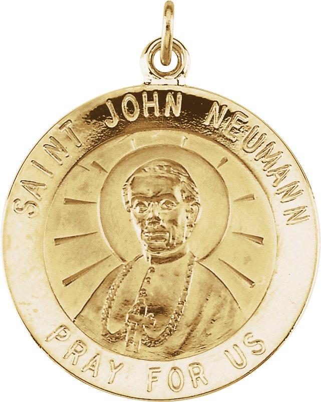 14k yellow 18 mm round st. john neumann medal