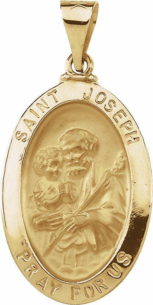 14k yellow 23x16 mm hollow oval st. joseph medal