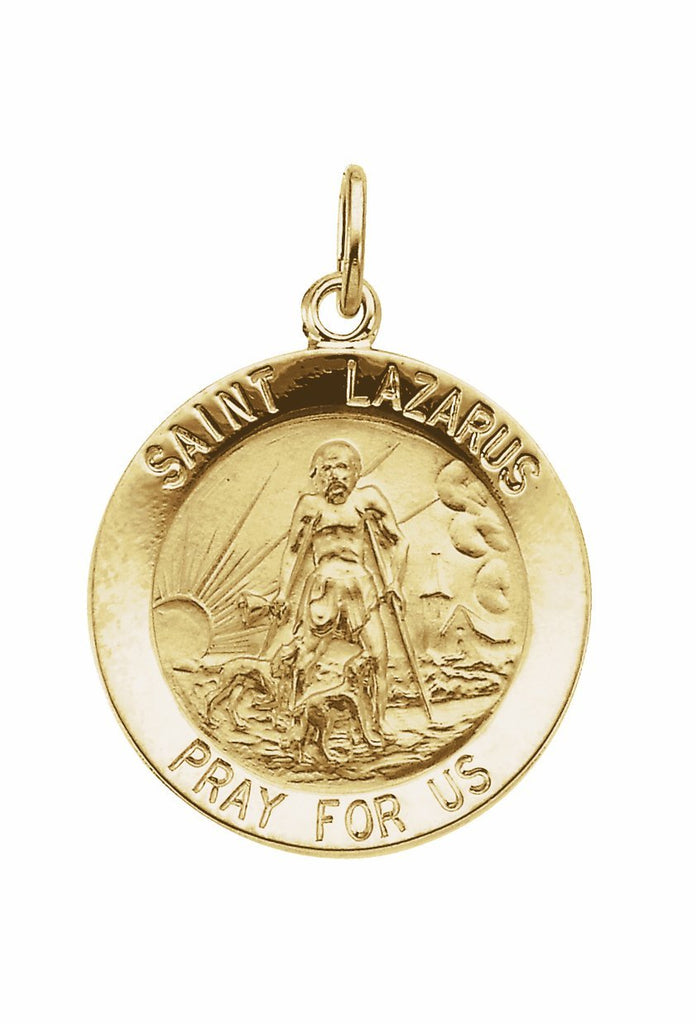 14k yellow 18 mm round st. lazarus medal