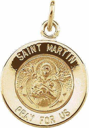 14k yellow 15 mm round st. martin de porres medal