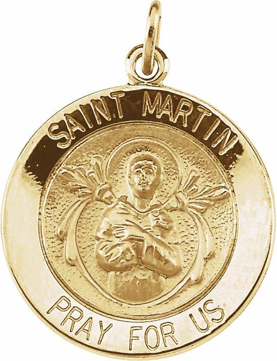 14k yellow 18 mm round st. martin de porres medal