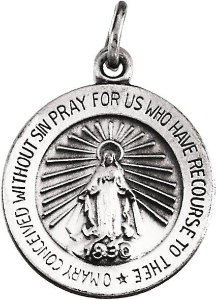 14k white 15 mm miraculous medal