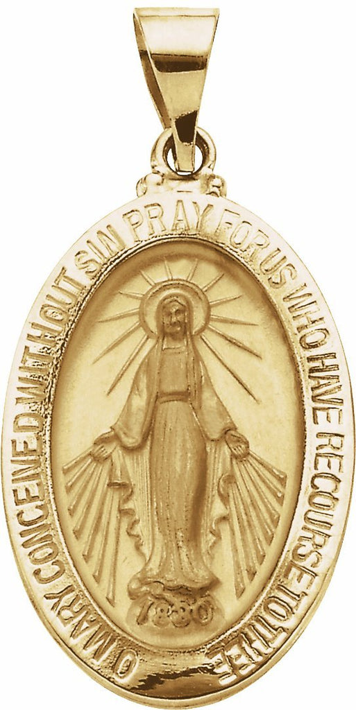 14k yellow 23x16 mm oval hollow miraculous medal