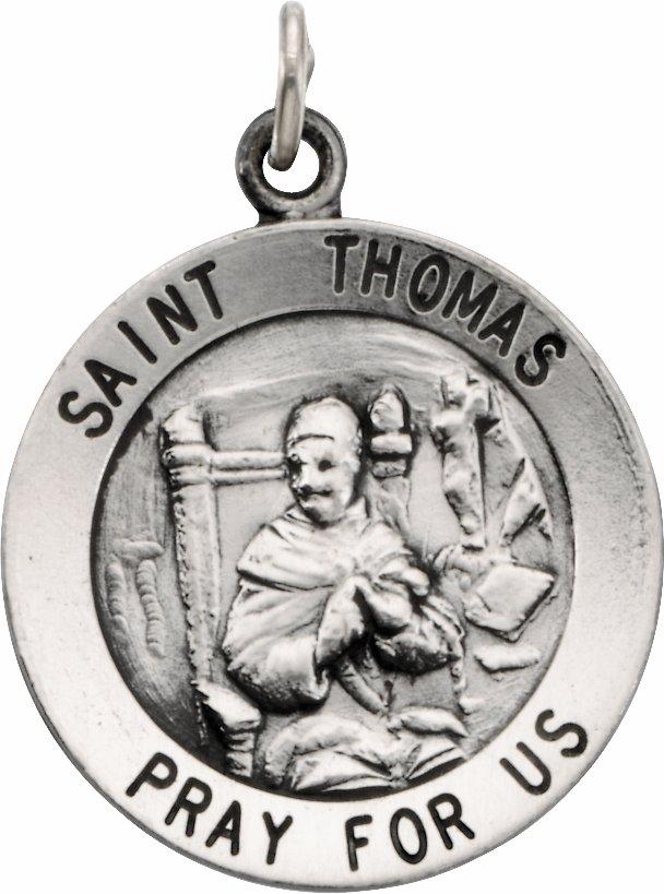 sterling silver 18 mm round st. thomas medal