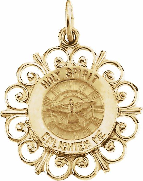 14k yellow 18.5 mm holy spirit medal