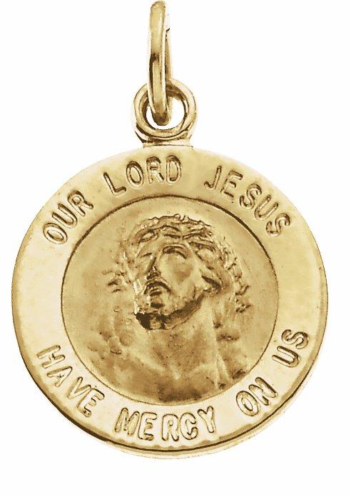 14k yellow 12 mm round our lord jesus medal