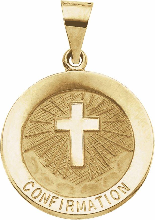 14k yellow 18 mm hollow confirmation medal