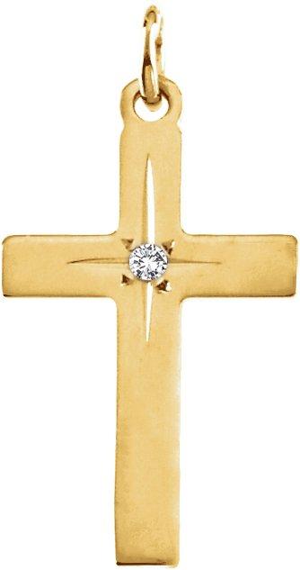 14k yellow diamond cross pendant 