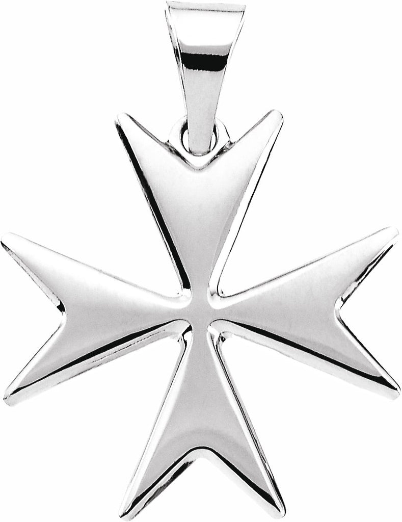 14k white maltese cross pendant