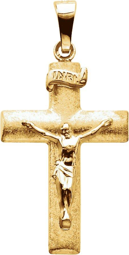 14k yellow 24x16 mm hollow crucifix pendant