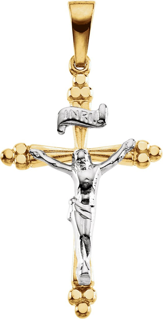 14k yellow & white 24.25x16.25 mm crucifix pendant