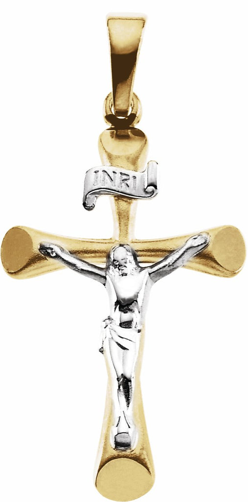 14k yellow/white 24x16 mm crucifix pendant 