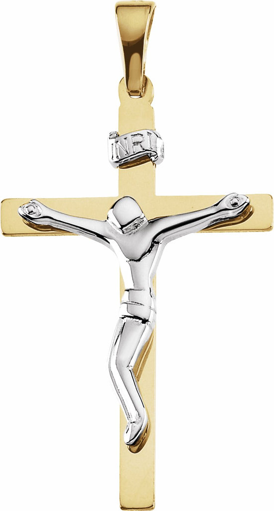 14k yellow/white 28.5x19 mm crucifix pendant