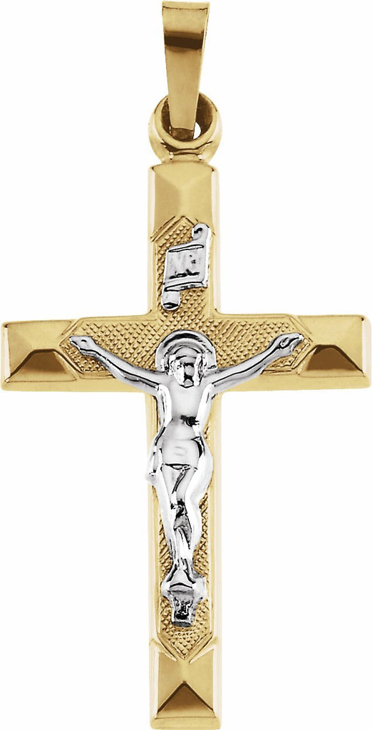 14k yellow & white 25x17 mm hollow crucifix pendant