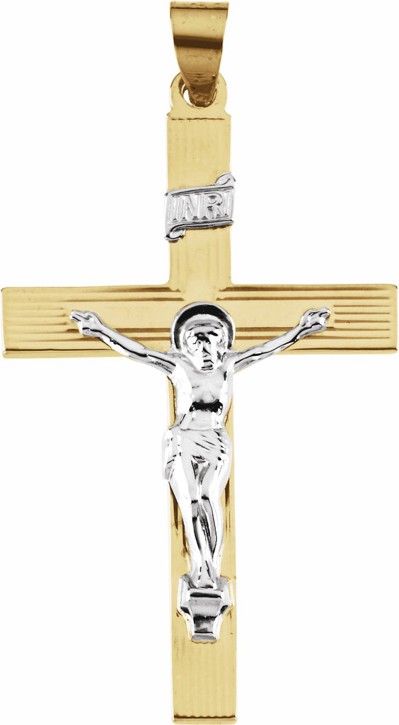 14k yellow & white 39x26 mm crucifix pendant