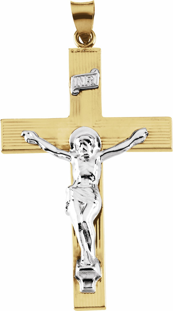 14k yellow & white 45x29 mm crucifix pendant