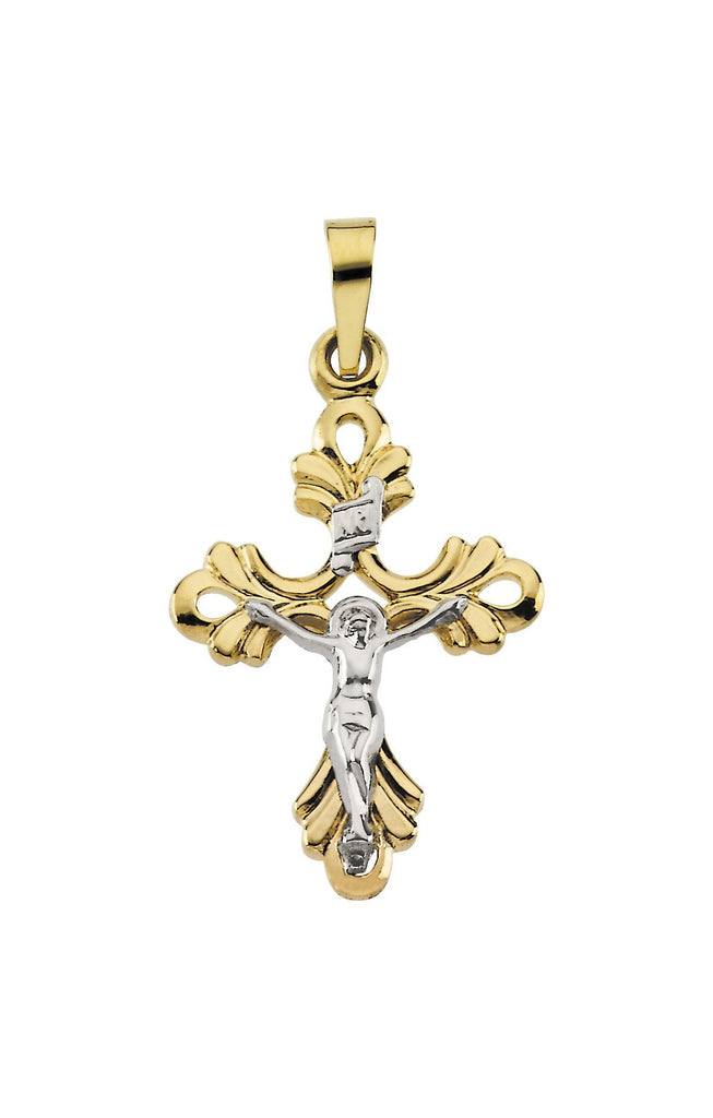 14k yellow/white 20x15 mm crucifix pendant