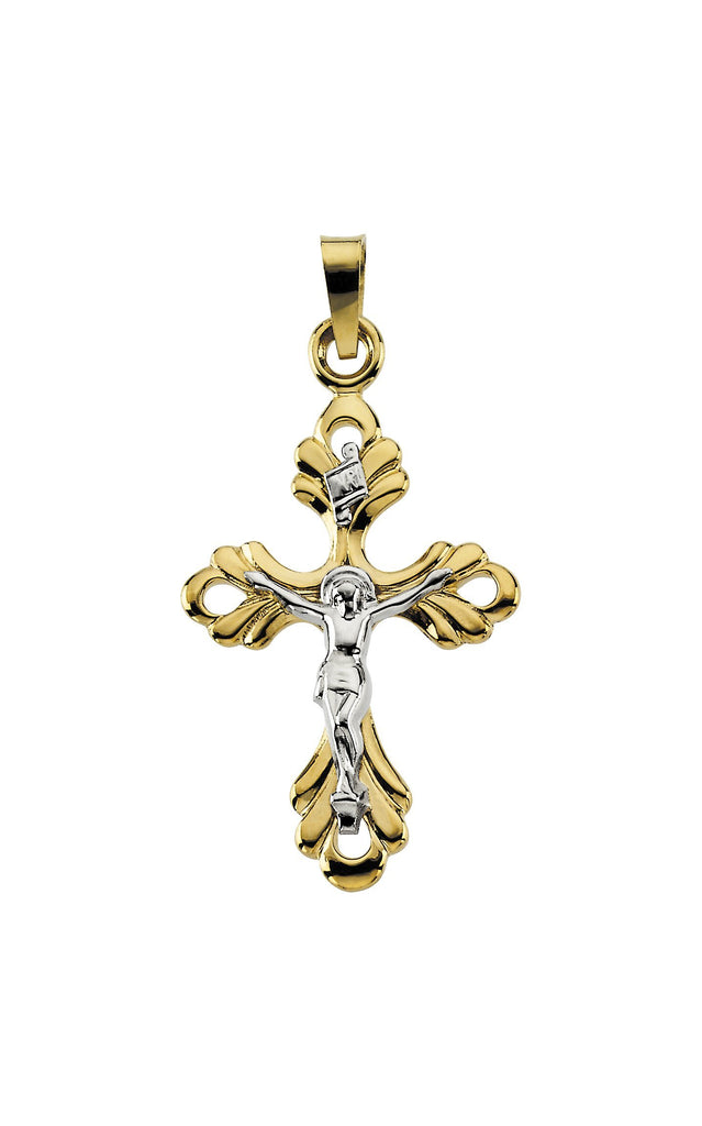 14k yellow/white 24.25x16.75 mm crucifix pendant