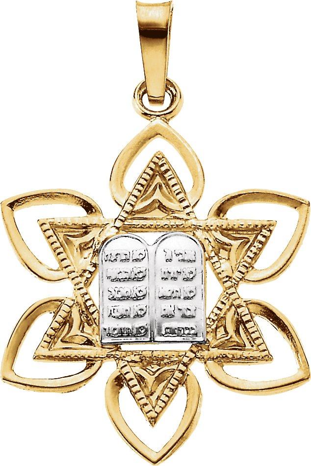 14k yellow & white 23x21 mm star of david pendant