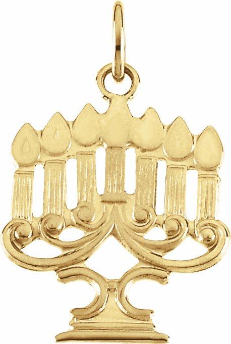 14k yellow 18x14 mm menorah pendant