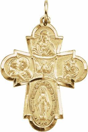 14k yellow 29x23.5 mm four-way cross medal