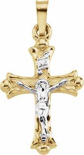 14k yellow & white 20x14 mm hollow crucifix pendant