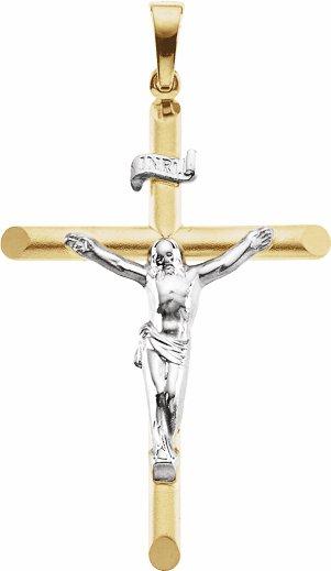 14k yellow/white 35.5x24.75 mm crucifix pendant