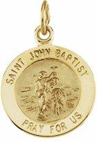 14k yellow 12 mm round st. john the baptist medal