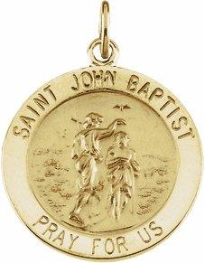 14k yellow 18 mm round st. john the baptist medal