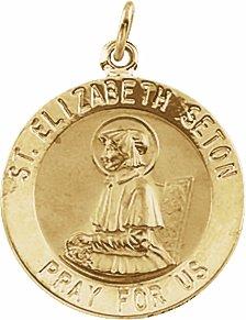 14k yellow 15 mm round st. elizabeth seton medal