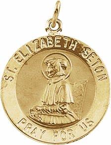 14k yellow 18 mm round st. elizabeth seton medal